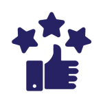 purple thumbs up with three stars